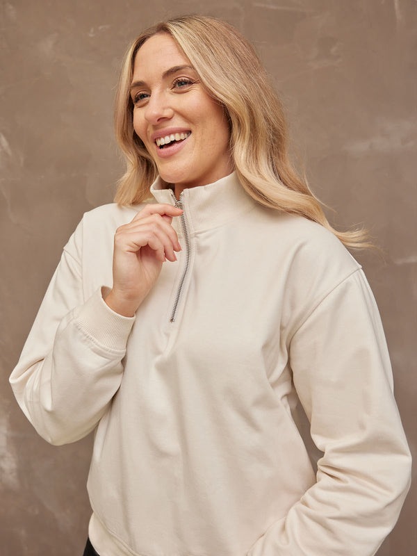 Evie - Zip Sweatshirt - Cream