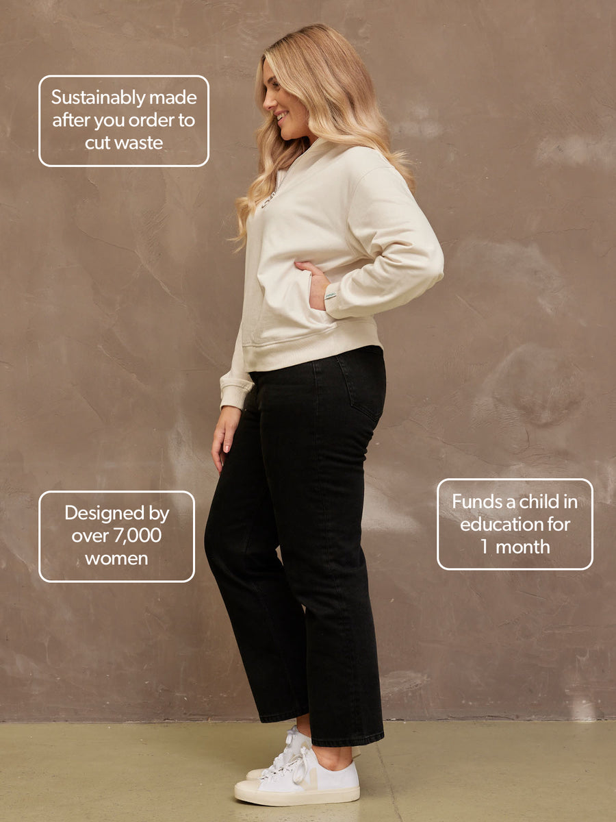 Evie - Zip Sweatshirt - Cream