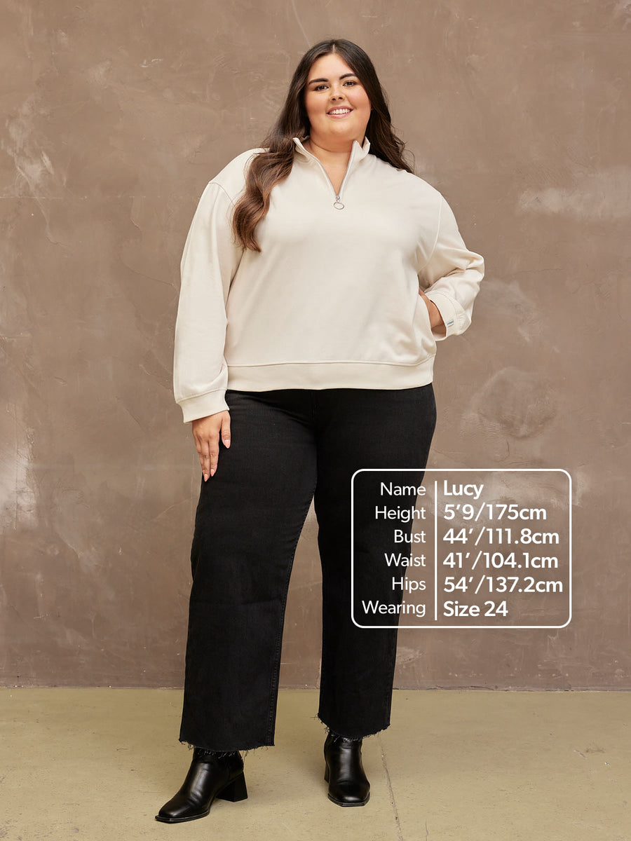 Evie - Zip Sweatshirt - Cream