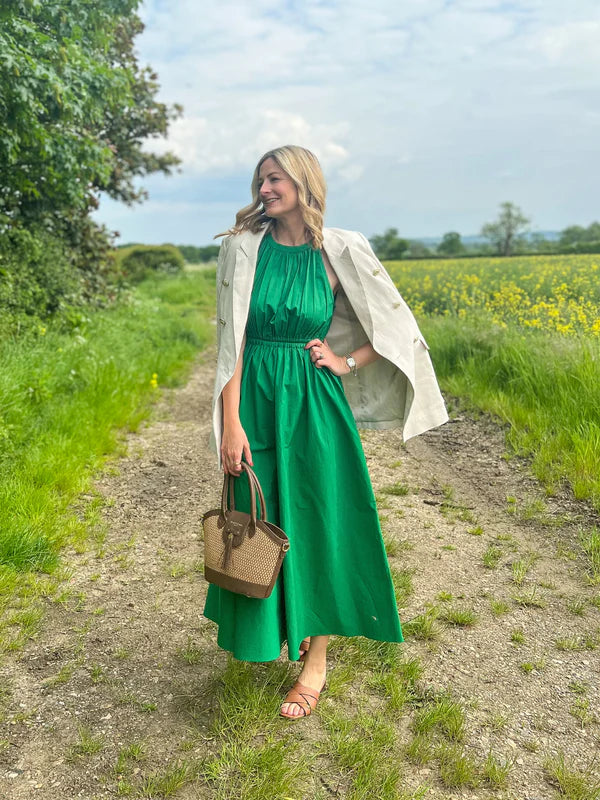 Faye - Gathered Bodice Midaxi Dress - Green