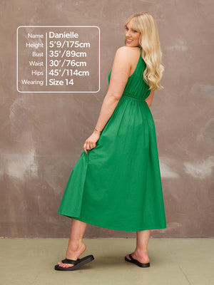 Faye - Gathered Bodice Midaxi Dress - Green