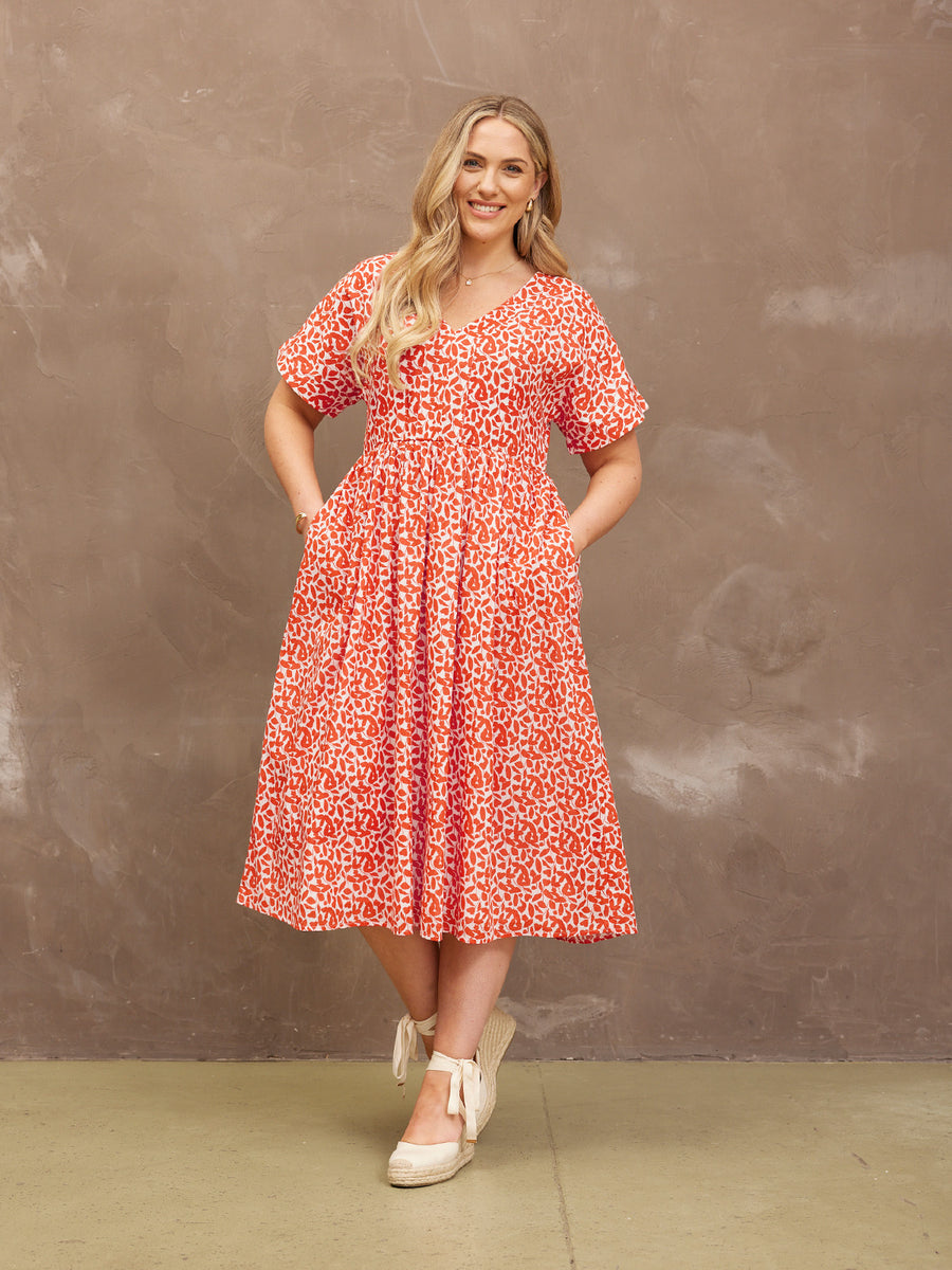 Fern Dress - Terracotta Print - Sample