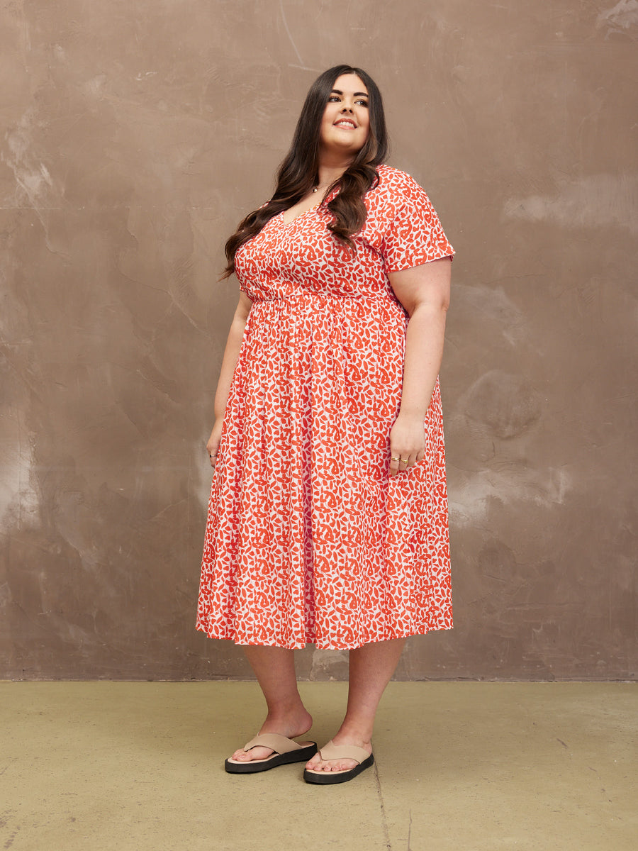 Fern Dress - Terracotta Print - Sample