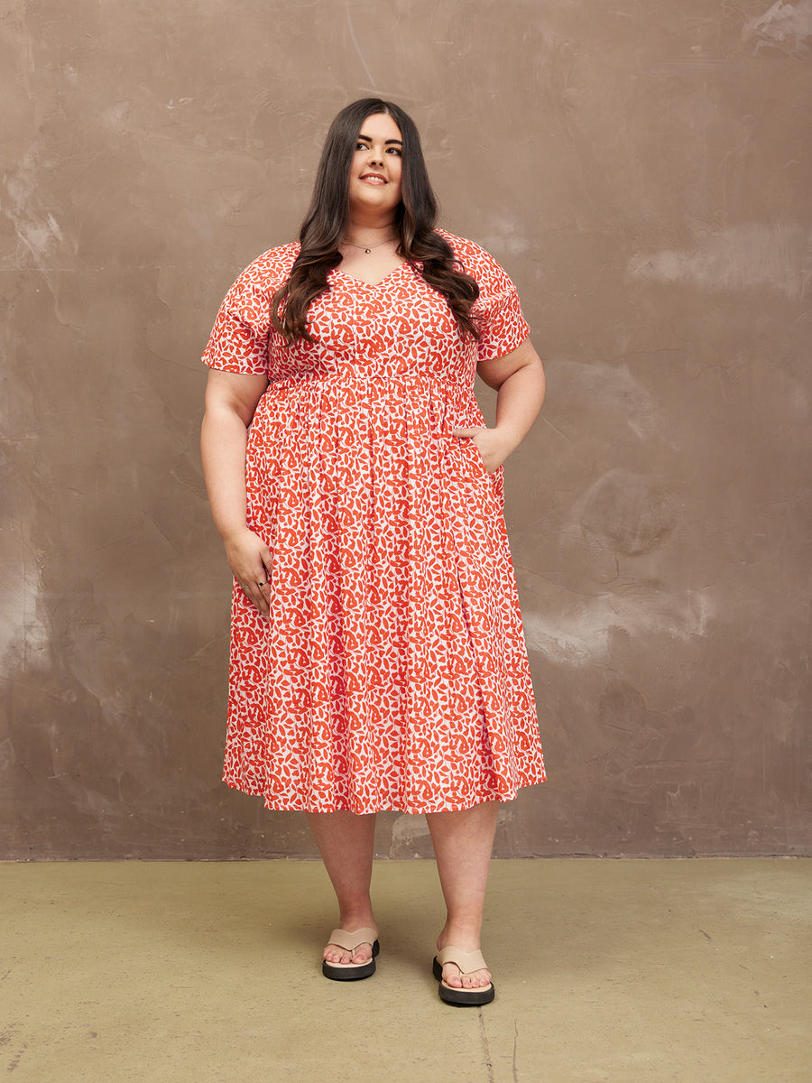 Fern Dress - Terracotta Print - Sample