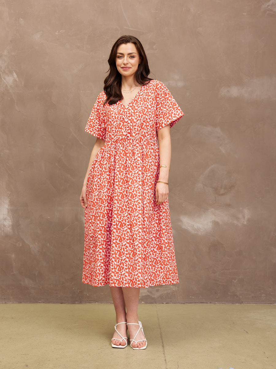 Fern Dress - Terracotta Print - Sample