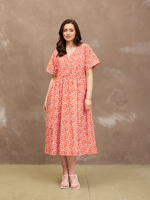 Fern Dress - Terracotta Print