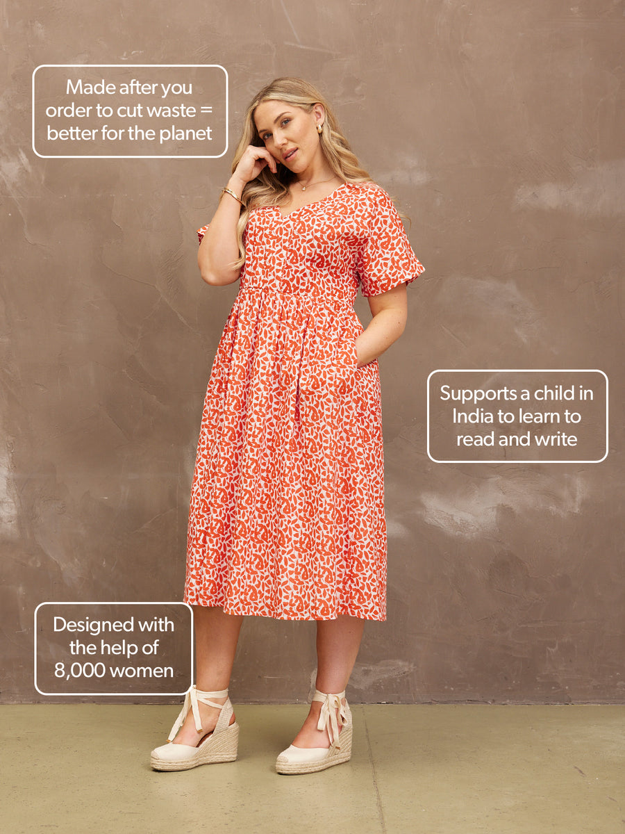 Fern Dress - Terracotta Print - Sample