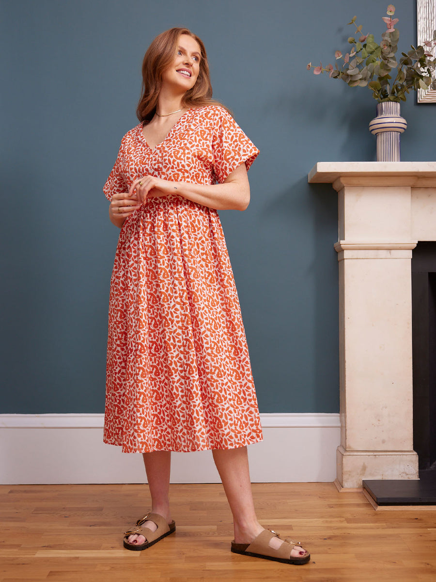 Fern Dress - Terracotta Print - Sample