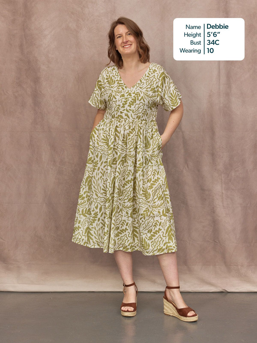 Fern Relaxed Dress - Ecru & Green Leaf Print