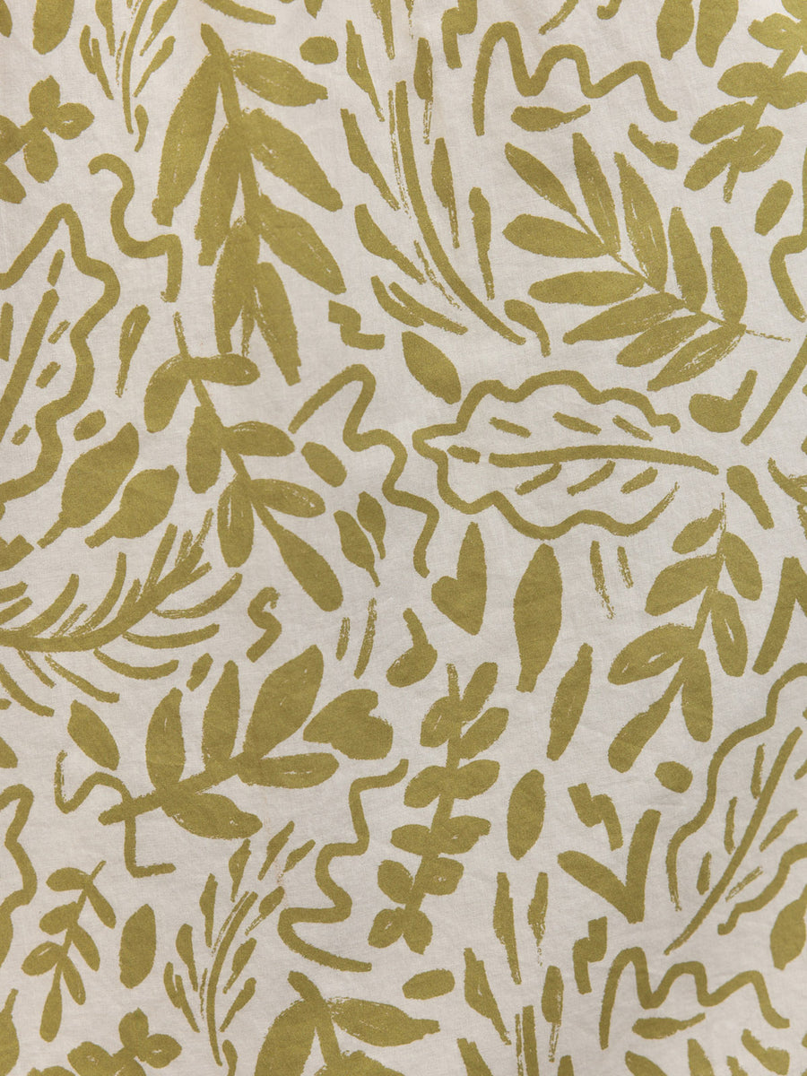 Fern Relaxed Dress - Ecru & Green Leaf Print