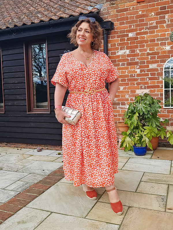Fern Dress - Terracotta Print