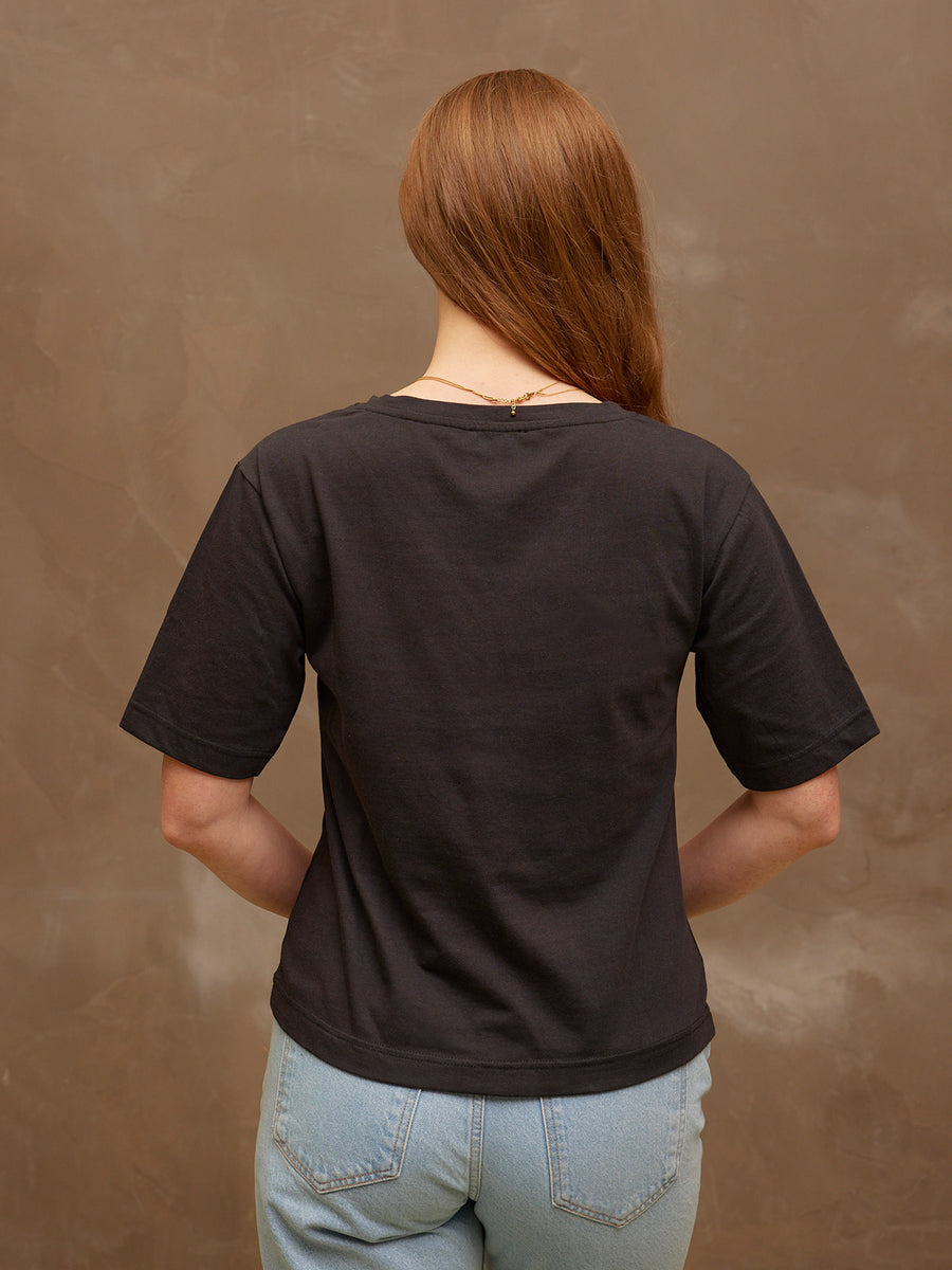 Freya - V Neck T Shirt - Black