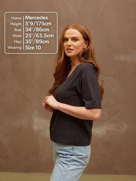 Freya - V Neck T Shirt - Black