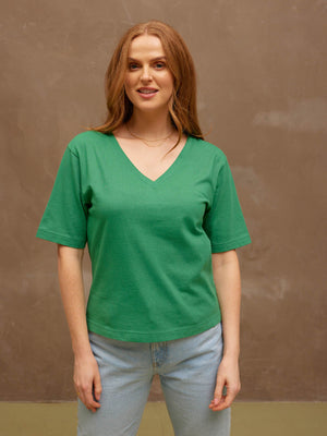 Freya - V Neck T Shirt - Green