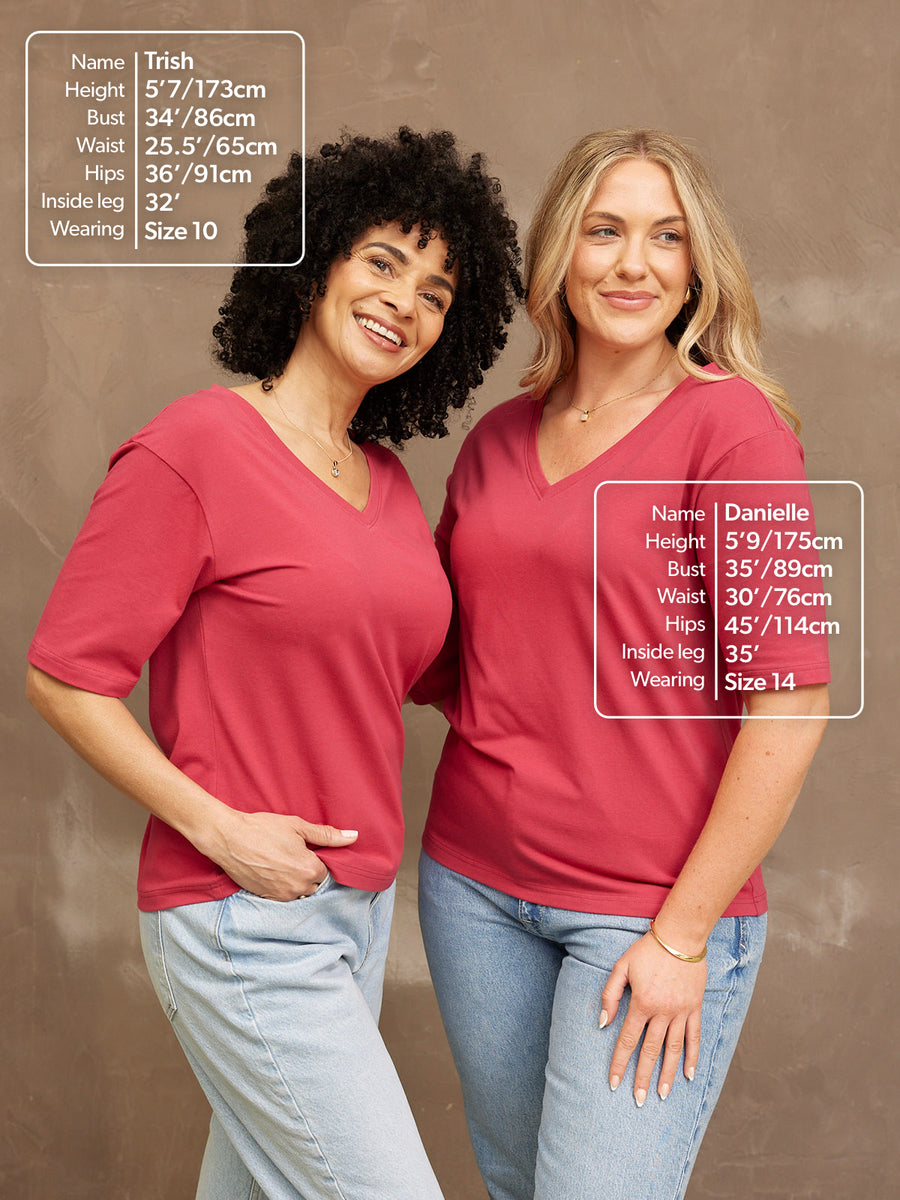 Freya - V Neck T Shirt - Pink