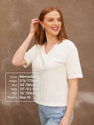 Freya - V Neck T Shirt - White