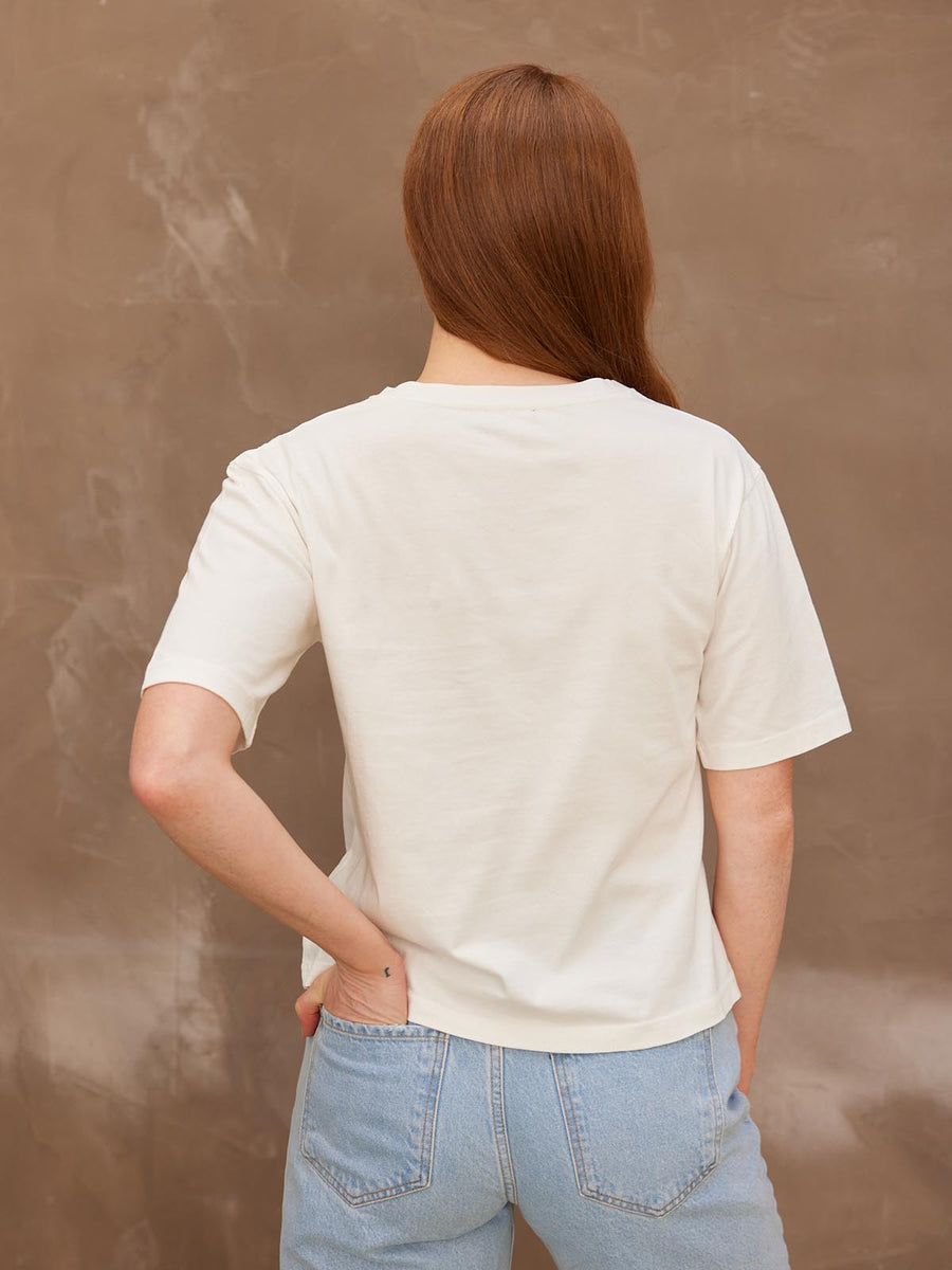 Freya - V Neck T Shirt - White