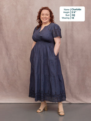 Georgie Cotton Summer Dress - Dark Navy