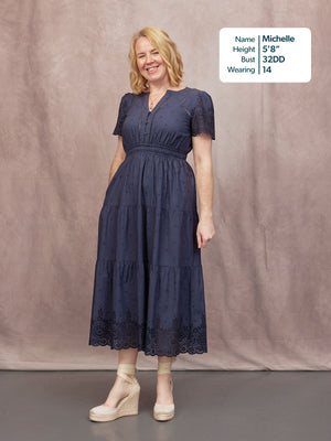 Georgie Cotton Summer Dress - Dark Navy