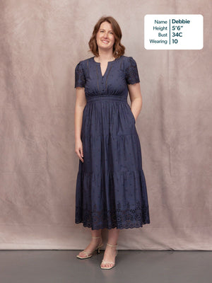 Georgie Cotton Summer Dress - Dark Navy