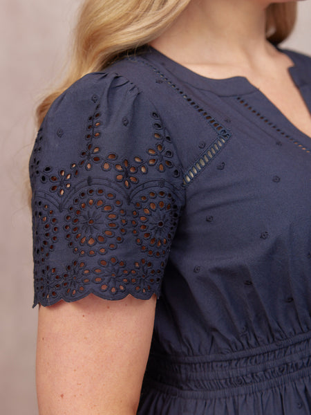 Georgie Cotton Summer Dress - Dark Navy