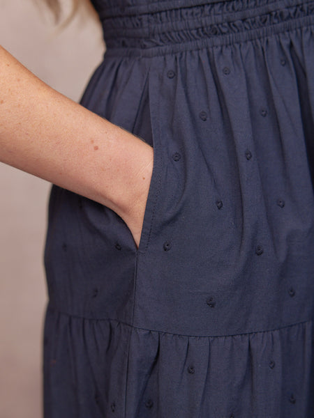 Georgie Cotton Summer Dress - Dark Navy