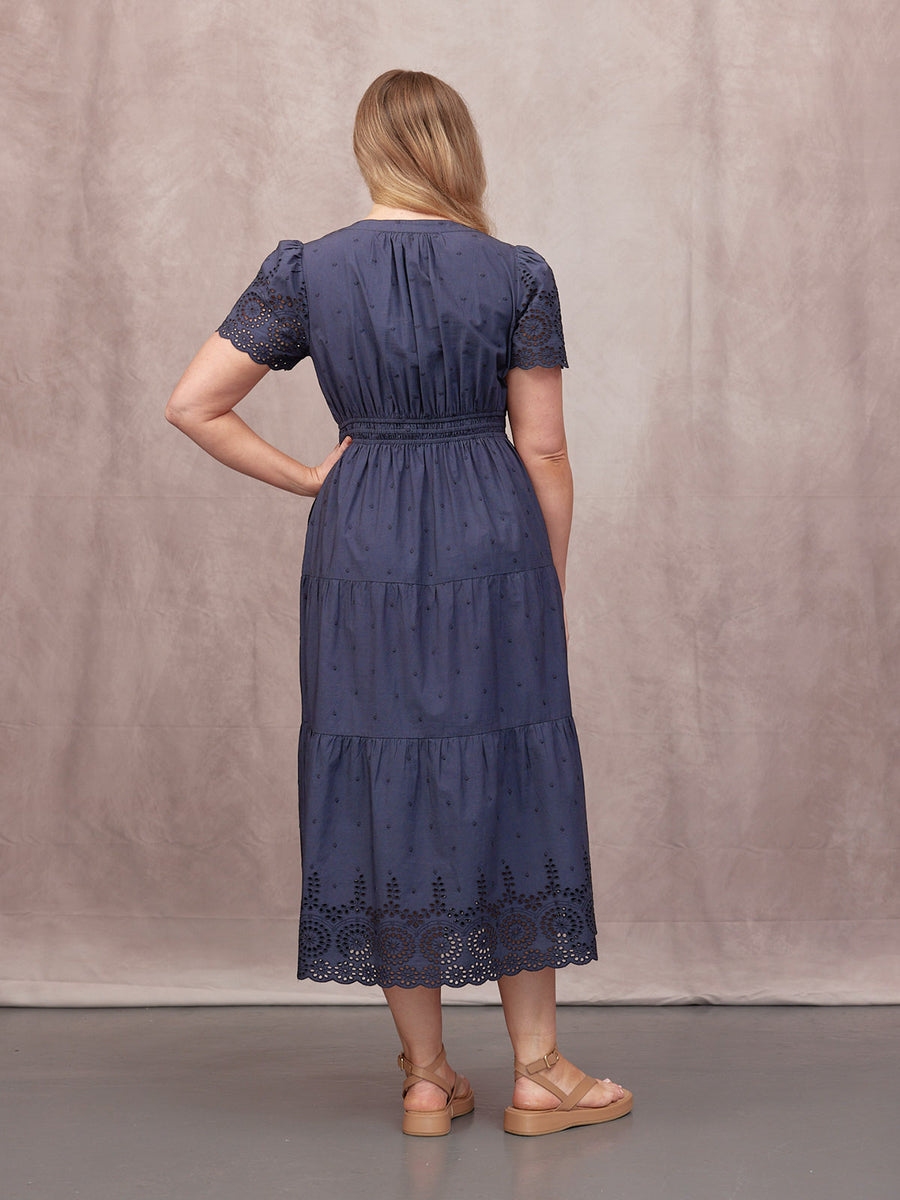 Georgie Cotton Summer Dress - Dark Navy