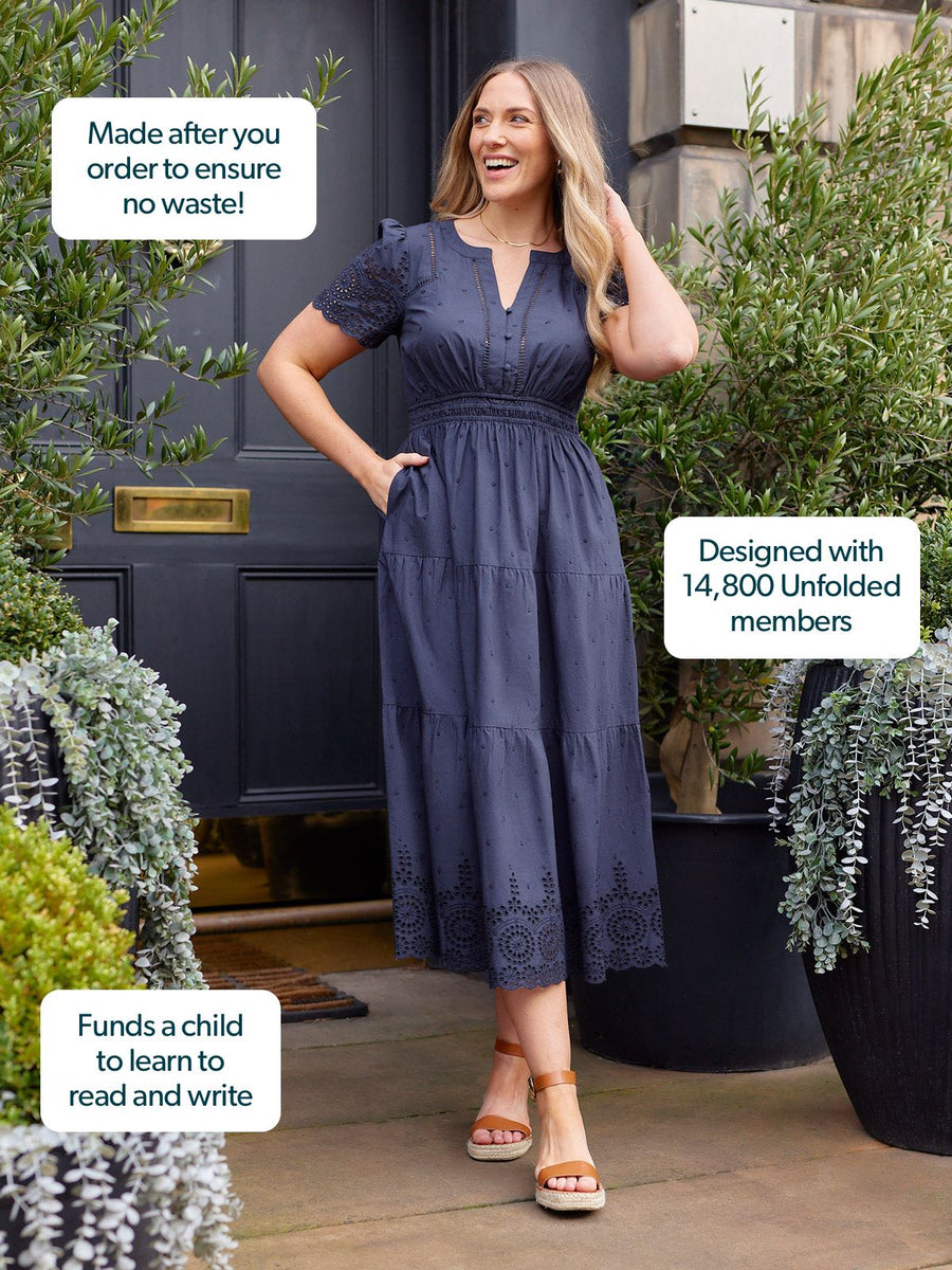 Georgie Cotton Summer Dress - Dark Navy