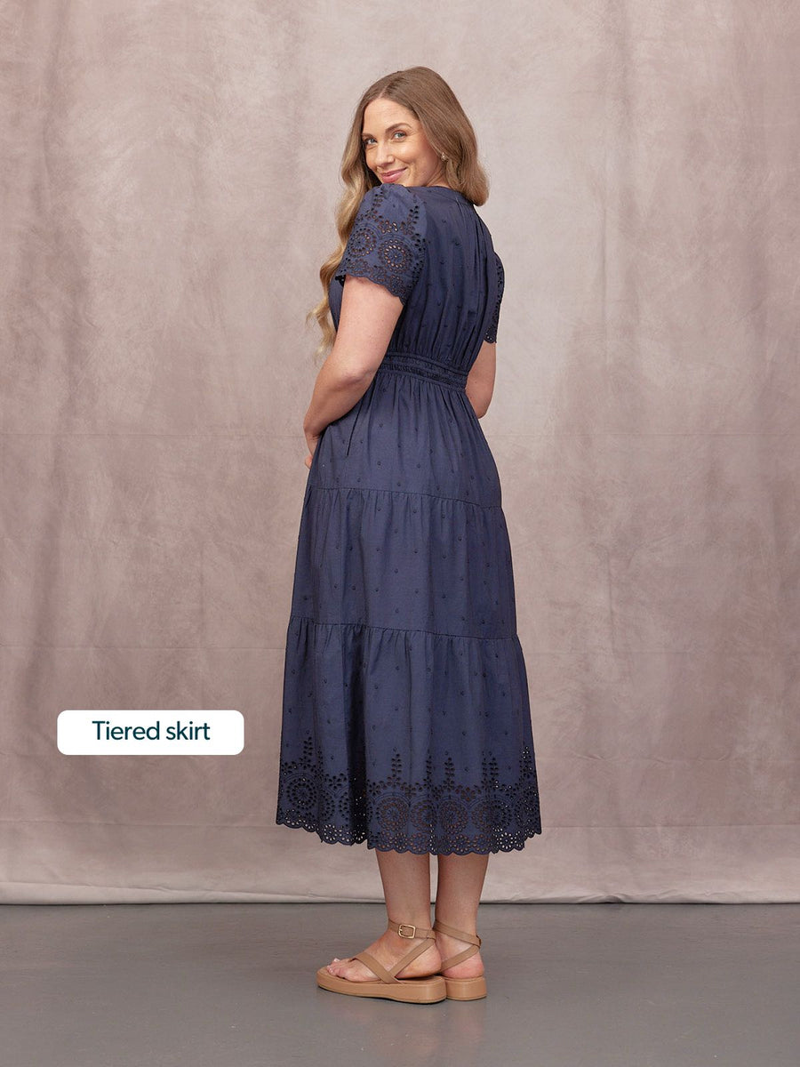 Georgie Cotton Summer Dress - Dark Navy