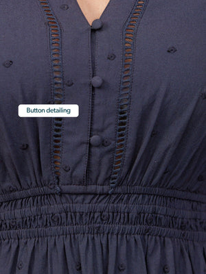 Georgie Cotton Summer Dress - Dark Navy