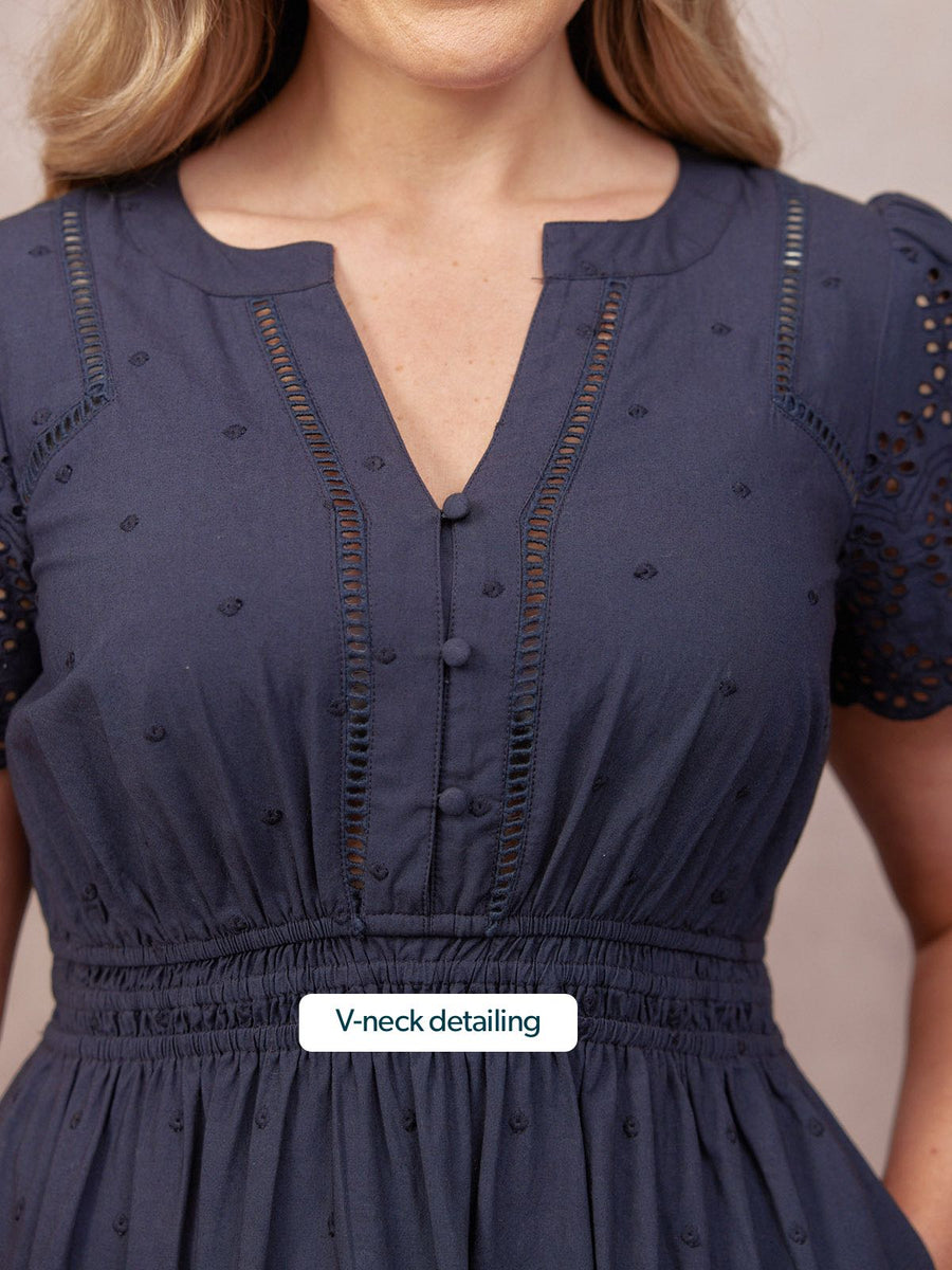 Georgie Cotton Summer Dress - Dark Navy This is Unfolded Georgie Cotton Summer Dress - Dark Navy This is Unfolded