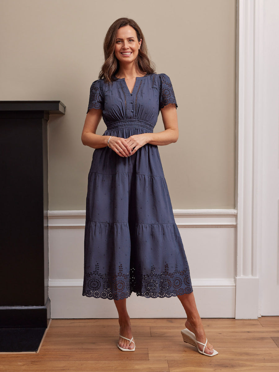 Georgie Cotton Summer Dress - Dark Navy
