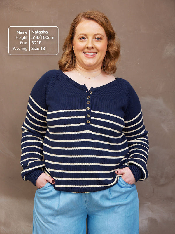 Hannah Cotton Stripe Knit - Navy