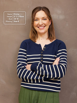 Hannah Cotton Stripe Knit - Navy