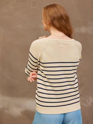 Hannah Cotton Stripe Knit - Cream