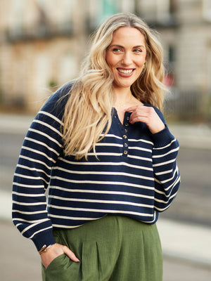 Hannah Cotton Stripe Knit - Navy