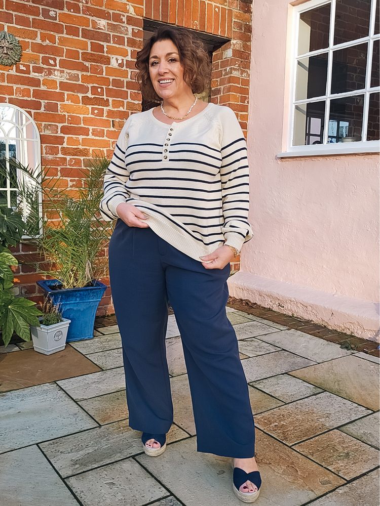 Hannah Cotton Stripe Knit - Cream