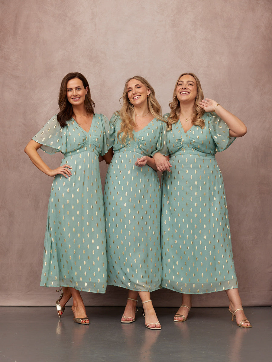 Helena Lurex Dress - Mint/Gold This is Unfolded Helena Lurex Dress - Mint/Gold This is Unfolded