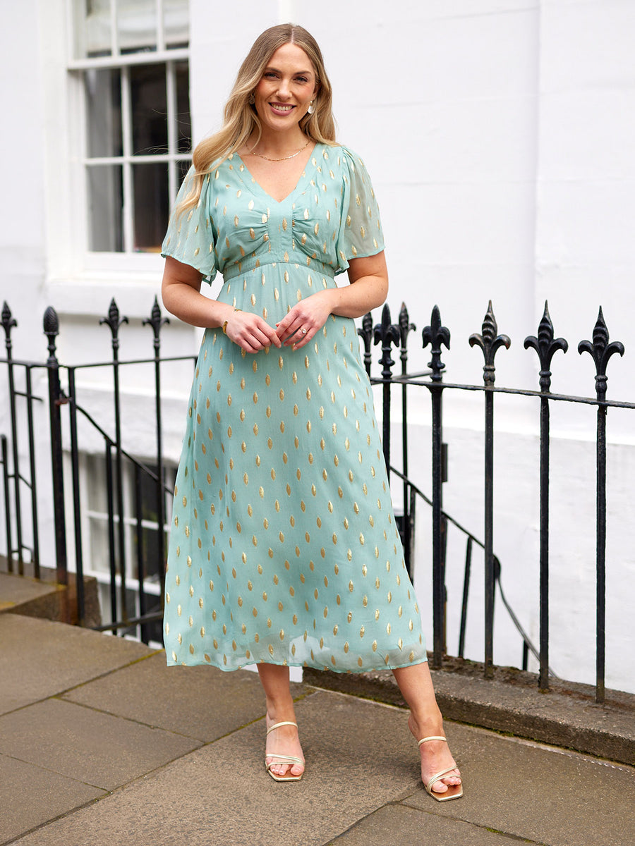 Helena Lurex Dress - Mint/Gold This is Unfolded Helena Lurex Dress - Mint/Gold This is Unfolded