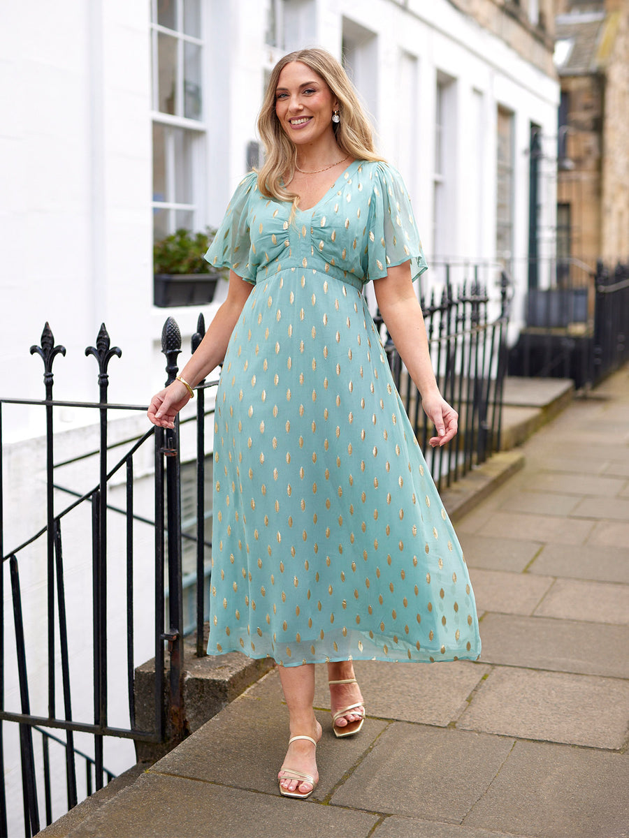 Helena Lurex Dress - Mint/Gold This is Unfolded Helena Lurex Dress - Mint/Gold This is Unfolded