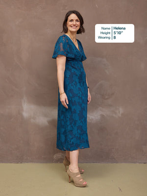 Helena Short Sleeve Jacquard Dress - Floral