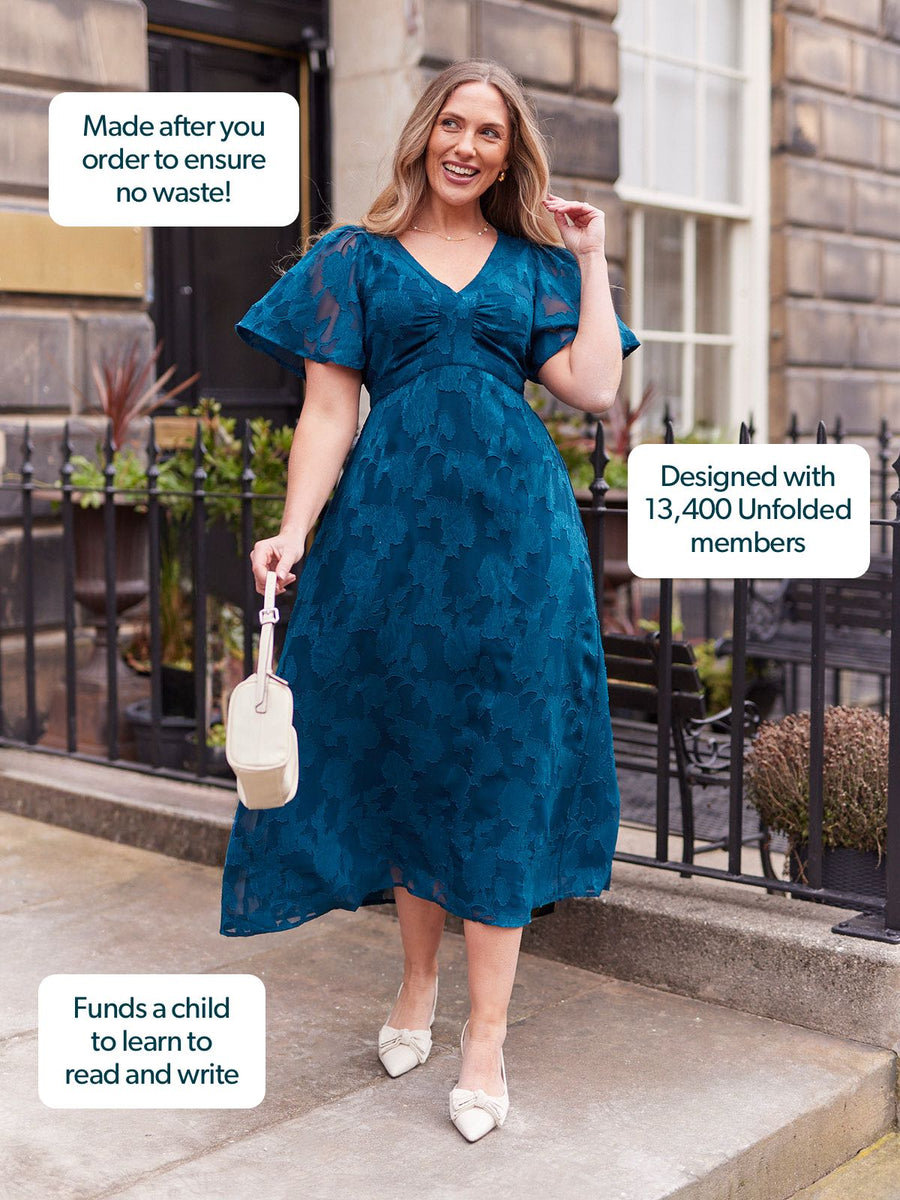 Helena Short Sleeve Jacquard Dress - Floral