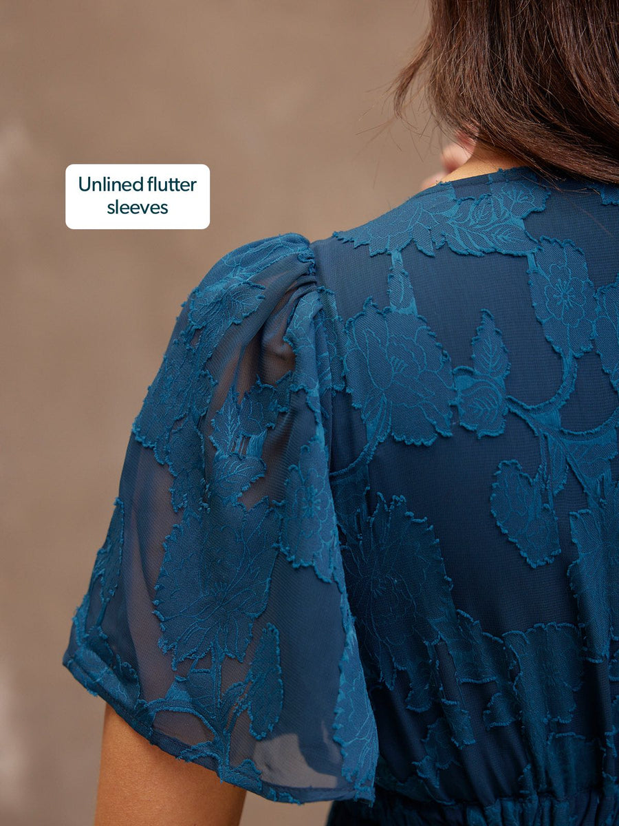 Helena Short Sleeve Jacquard Dress - Floral