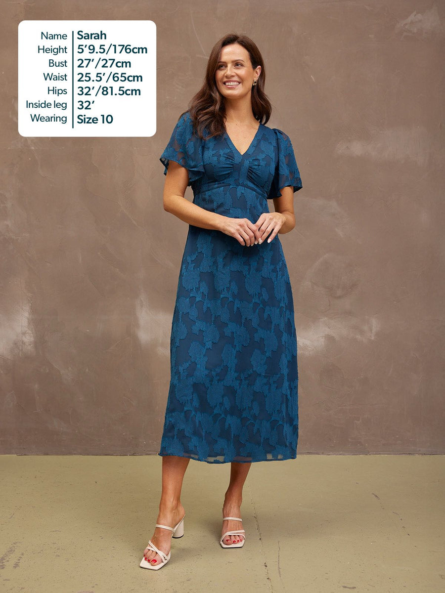 Helena Short Sleeve Jacquard Dress - Floral