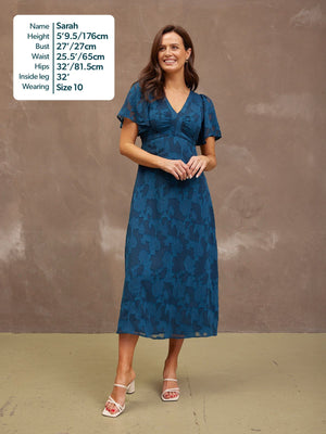 Helena Short Sleeve Jacquard Dress - Floral