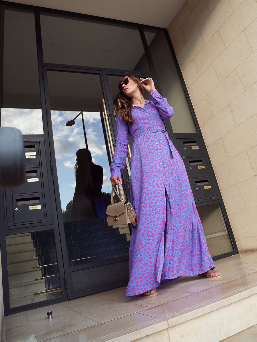 Clara - Shirt Maxi Dress - Star Print