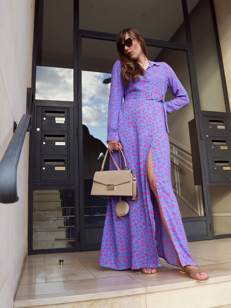 Clara - Shirt Maxi Dress - Star Print