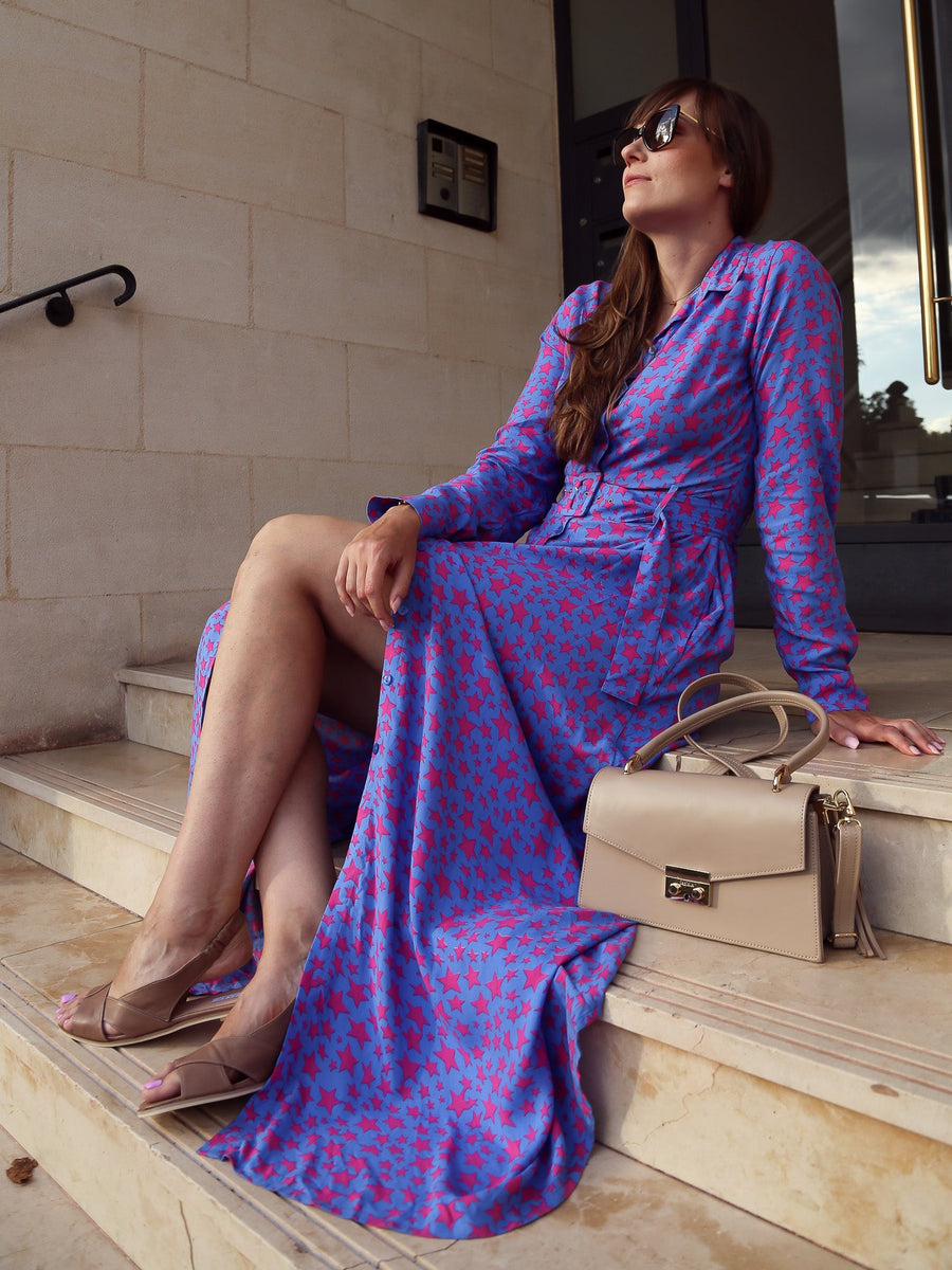 Clara - Shirt Maxi Dress - Star Print