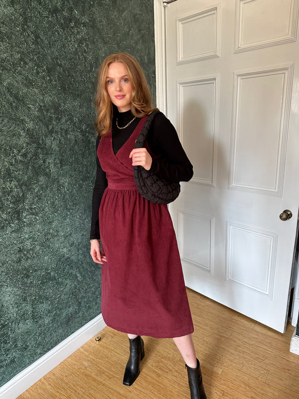 Maroon corduroy dress clearance
