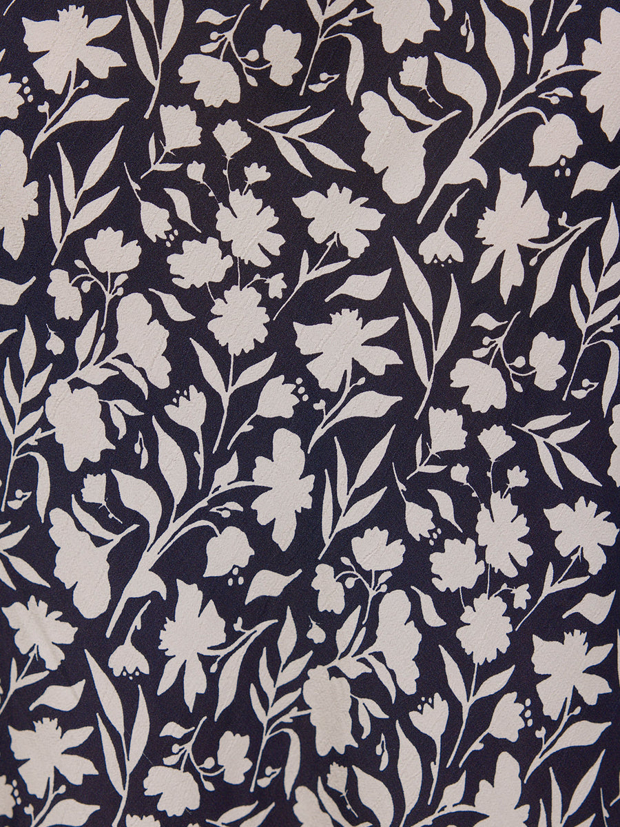 Isabelle Bias Cut Skirt - Monochrome Floral Print